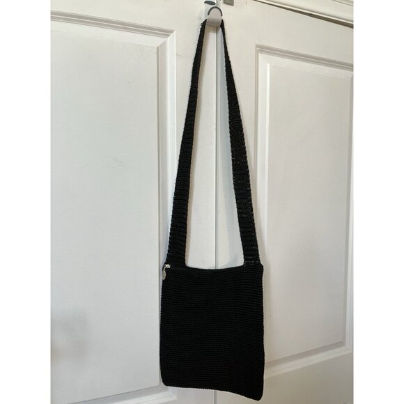 Y2K Old Navy Black Crossbody Bag Woven Macrame Cotton Hippie 2000 Boho - Picture 2 of 12